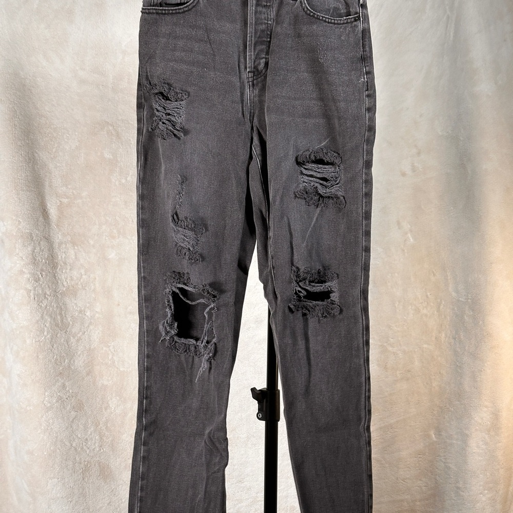 Distressed Black Denim Jeans